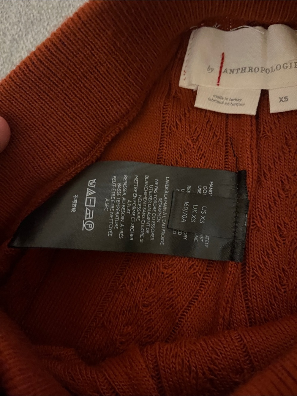 Anthropologie Burnt Orange Cable-Knit Wide-Leg Pants - Picture 3 of 4